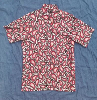 $38 • Buy Penny Mens L Vintage Hawaiian Aloha Red Paisley Shirt, 100% Cotton, Early 70s