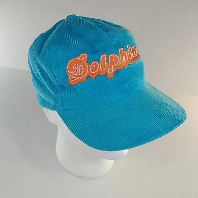 Miami Dolphins Vintage NFL Football Corduroy Starline  Snapback Hat Cap Blue • $39.60