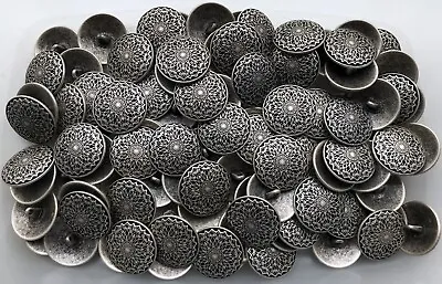 15mm 20mm 25mm Aged Antique Silver Filigree Metal Shank Buttons XM36A-XM36C • £1.39