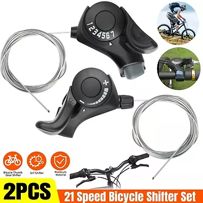 2x Bicycle Shift Levers 3x7 21Speed Mountain MTB Bike Handlebar Gear Shifter Set • $9.98