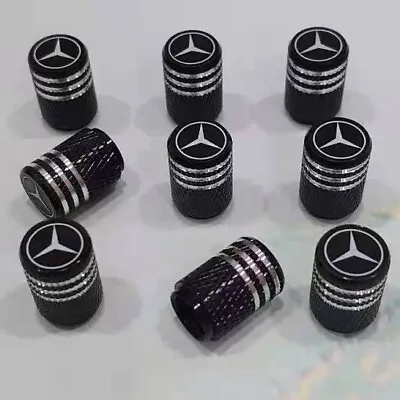 4 Silver Black Tire Air Valve Stem Cap Fits Most Mercedes Cars Wagons & SUVs • $7.49