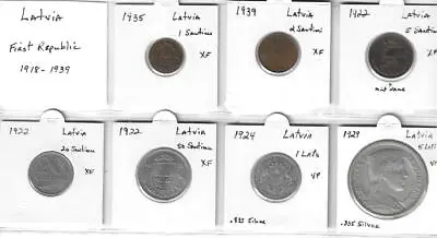 World Coins - Latvia - First Republic 1918-1939 - 7 Coins Circulated • $25