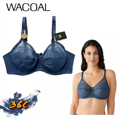NWT Wacoal Women's 36C Retro Chic Full Figure Underwire Bra 855186 Sargasso Sea • $35.14