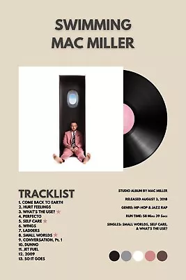 Swimming - Mac Miller 12x18 Hip-Hop Album Cover Custom Poster • $15