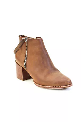 Matt Bernson Womens Leather Double Zip Pointed Toe Ankle Boots Brown Size 5 • $34.81