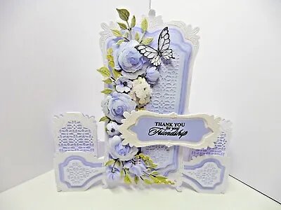 Beautifully Handcrafted Greetings  Card - Floral Stepper - Blue • £4.50