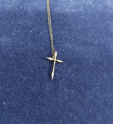 Vintage 12k Gold Filled 18  Necklace With Unique Gold Tone Cross Pendant • $12