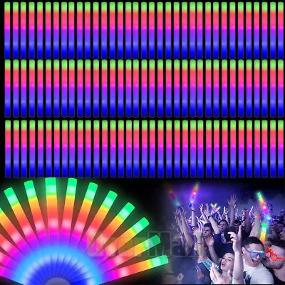 $62.99 • Buy 120pcs Light Up Foam Sticks LED Wands Batons DJ Flashing Color Changing Glow 16 