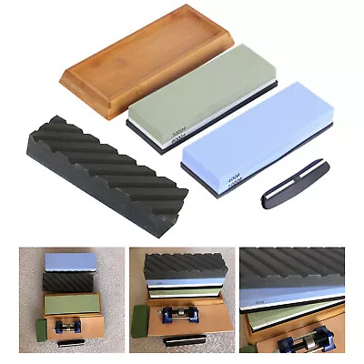 Knife Sharpening Dual Grit Stone Kit Kitchen Whetstone Sharpener Wet Tool Set! • $31.50