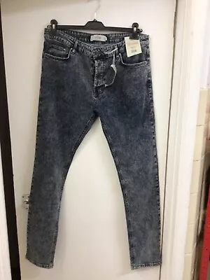 New Topman Acid Wash Stretch Skinny Jeans Size 36W X 32L • £12