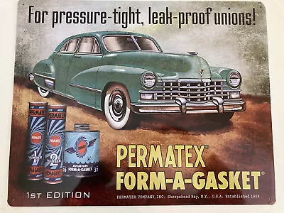 Permatex Vintage Style Tin Sign With 1940s Cadillac Sheepshead Bay NY Automotive • $34.95