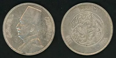 1929 AD 1348 AH Egypt Silver Coin 20 Piastres King Fuad Facing Left KM# 352 XF+ • $299.99