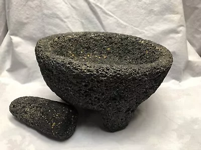 Authentic Vintage Mexican Lava Molcajete Large 10   -- Cured And Seasoned • $65