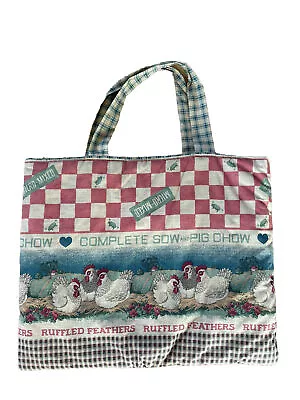 Tote Bag Purse Satchel Handbag Vintage Feed Sack Chickens Pig Cow Handmade • $24.98