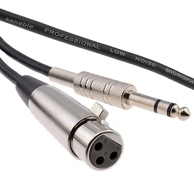 XLR 3 Pin Socket To 6.35mm Male Stereo Jack Plug Balanced Cable  1m • £4.37