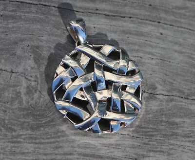 Vintage MILOR Italy Sterling Silver 925 Round Weave Pendant • $38