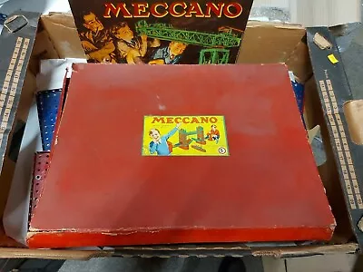 Vintage Meccano Outfit 5 From 1956 Manual And Many Parts Original Box Tatty • £19