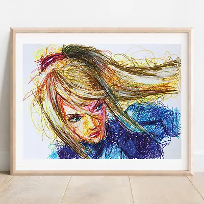 Zero Suit Samus Ballpoint Pen Print Metroid Art Poster • $15.99