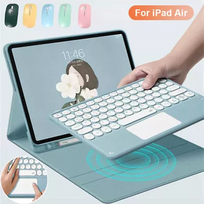 For IPad Air 2 3 4 5 Bluetooth Mouse Keyboard W/ Touchpad Case Leather Cover • £41.63