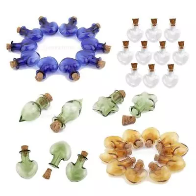 Lot 10 Small Empty Clear Cork Glass Bottles Vials Wish • $7.88