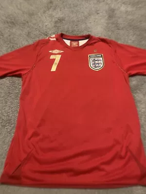 England Classic National Team 2006-2008 Umbro Red Away Shirt Mens M Beckham #7 • £25