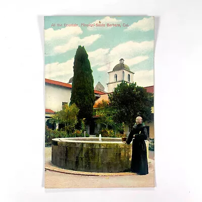 Postcard California Santa Barbara CA Mission Fountain 1910s Unposted Divided • $1