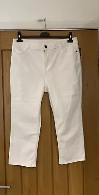 Ladies M&S Per Una White Crop Jeans Size 14 • £2.20