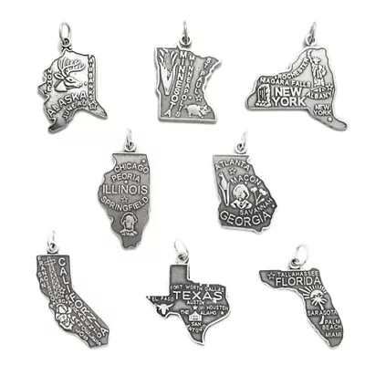 925 Sterling Silver State Charm (All 50 States Available) Choose Your State • $14.28