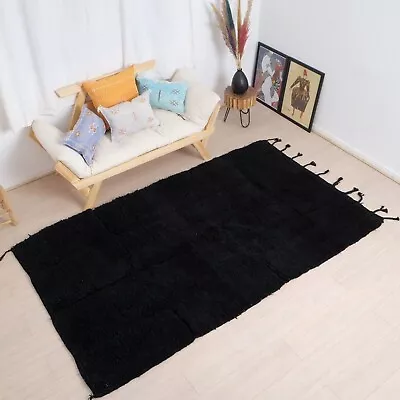 Authentic Beni Ourain Rug Moroccan Rug Black Rug Custom Moroccan Black Wool • $269