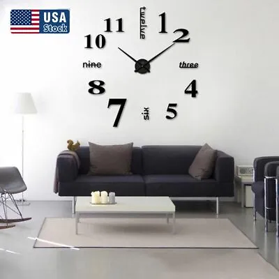Modern 3D DIY Large Number Mirror Wall Sticker Big Watch Art Clock Home Decor • $7.99