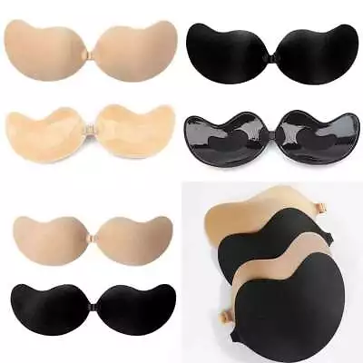 2Pair Women Bra Strapless Backless Silicone Stick Invisible Adhesive Bra Summer • £5.06