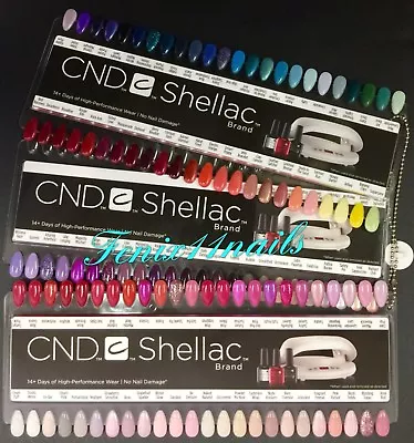 CND SHELLAC Salon NAIL TIP COLOR CHART PALETTE 3pc Set + Chain 136 Colors Ltd Ed • $67.34