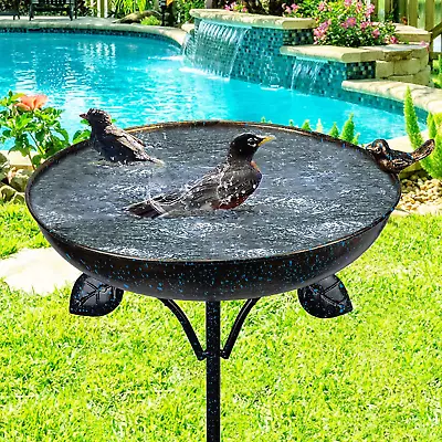 26 Inch Pedestal Bird Bath With 4 Prongs Stake Metal Bird Baths For Outdoors Ga • $43.46