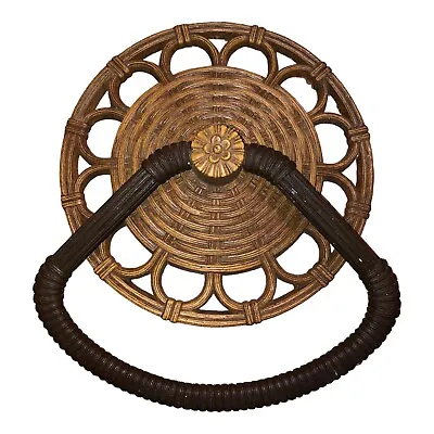 Vintage Wall Towel Ring Kitchen Bathroom Faux Wicker Rattan Boho 1978 Holder • $9.97