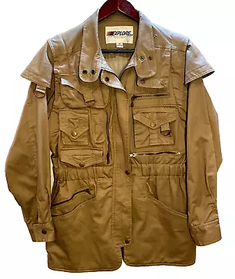 NEW Explore 100% Cotton Safari Jacket Men's XS Extra Small Khaki Full Zip Snap • $29