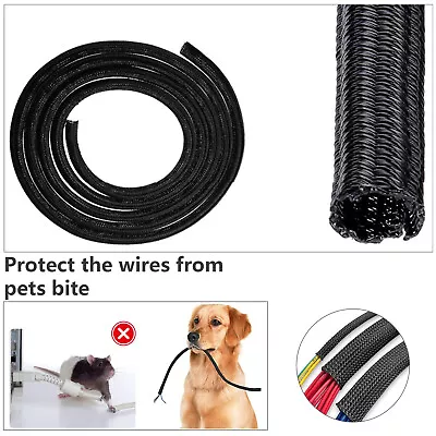 Braided Sleeving Self Closing - Braid Cable Wiring Harness Loom Protection Black • £7.48