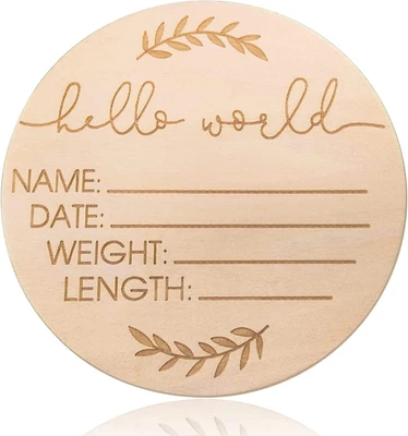 Wooden Baby Announcement Sign Birth Announcement Sign Hello World Newborn Sign • $22.39