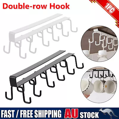 Double Hook Under Shelf Kitchen Cabinet Hanger Organiser Mug Cup Rack Holder AU • $10.02