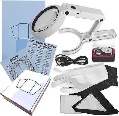 Sports Card Grading Kit Centering Tool LED Magnifying Table Lamp Handsfree • $48.79