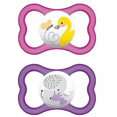 MAM 2 Pacifiers Silicone +6 Months Colours Assorted Technology Air 1 Pcs • $16.21