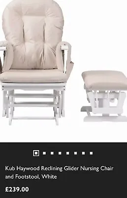 £150 • Buy Kub Haywood Reclining Glider Nursing Chair And Footstool, White