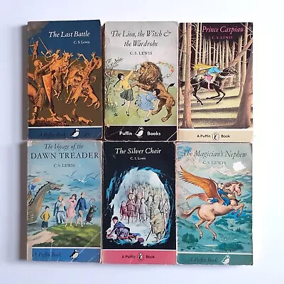 Bundle 6 Vintage Chronicles Of Narnia Books 1960s / 70s By CS Lewis Puffin Books • £0.99