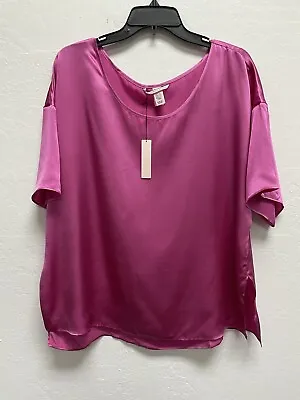 Victoria's Secret Blouse Shirt Top 100% Washable Silk Womens XL Hot Pink NEW • $53.78