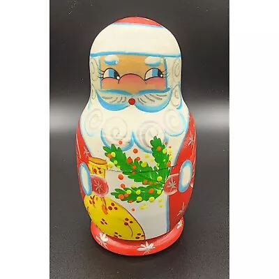 Hand Painted Made In Russia Christmas Santa Claus Wooden Nesting Dolls 5 Pc NWT • $39.99