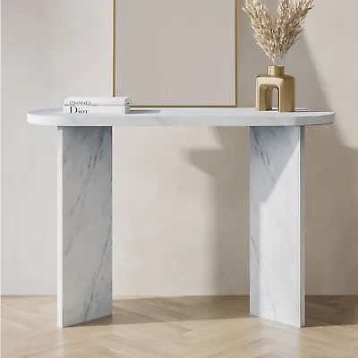 Large White Marble Effect Console Table - Geneva GVE002 • £155.92