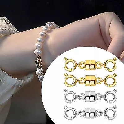 4 Pieces Magnetic Necklace Clasps Closures Versatile Shiny Surface Extenders • £5.62