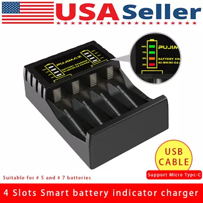 4Slot LCD AA AAA USB Battery Charger For NIMH NICD AA AAA Rechargeable Batteries • $5.98