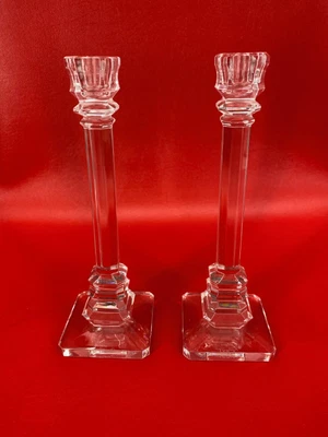 $88 • Buy Val St Lambert Desorss Louvre Crystal 9 1/2 Candlesticks Signed Made In Belgium