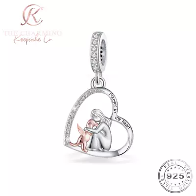 Dog Angel Wings Charm Forever In My Heart Genuine 925 Sterling Silver - Memorial • £16.99