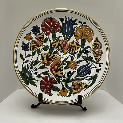MANOUSAKIS KERAMIK  Butterfly And Floral Plate Handmade In Greece • $20